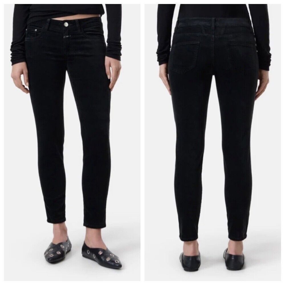 Closed Skinny Velvet Baker Pants Black Stretch Jeans Women's Size 24 Italy